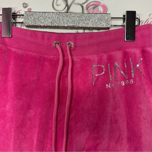 Victoria secret pink pants velour velvet pockets on bum pink with sparkly sequin - Picture 4 of 13